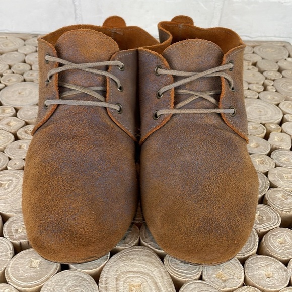 Vintage Shoe Company Distressed Brown Soft Leather Lace Up Ankle Booties 9 - Picture 2 of 16